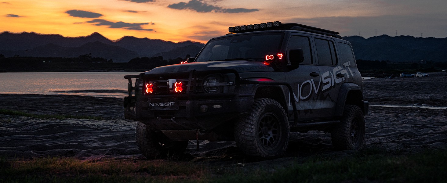 NOVSIGHT 4.5“ LED Work Lights Bar Spot Pod SUV JEEP Truck Offroad Red/White DRL