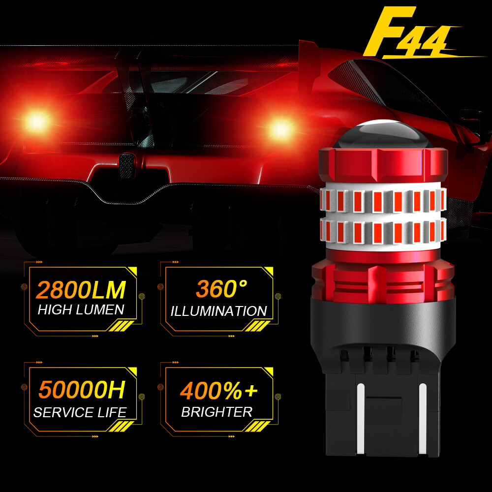 2x 7443 7440 LED Bulbs Flash Strobe Red Brake Light Bulb for Honda Civic Coupe
