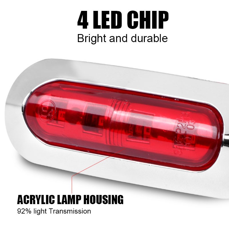 10PCS DC12V-24V 4 LED Side Marker Indicator Lights Lamp Front Rear Tail Lamp