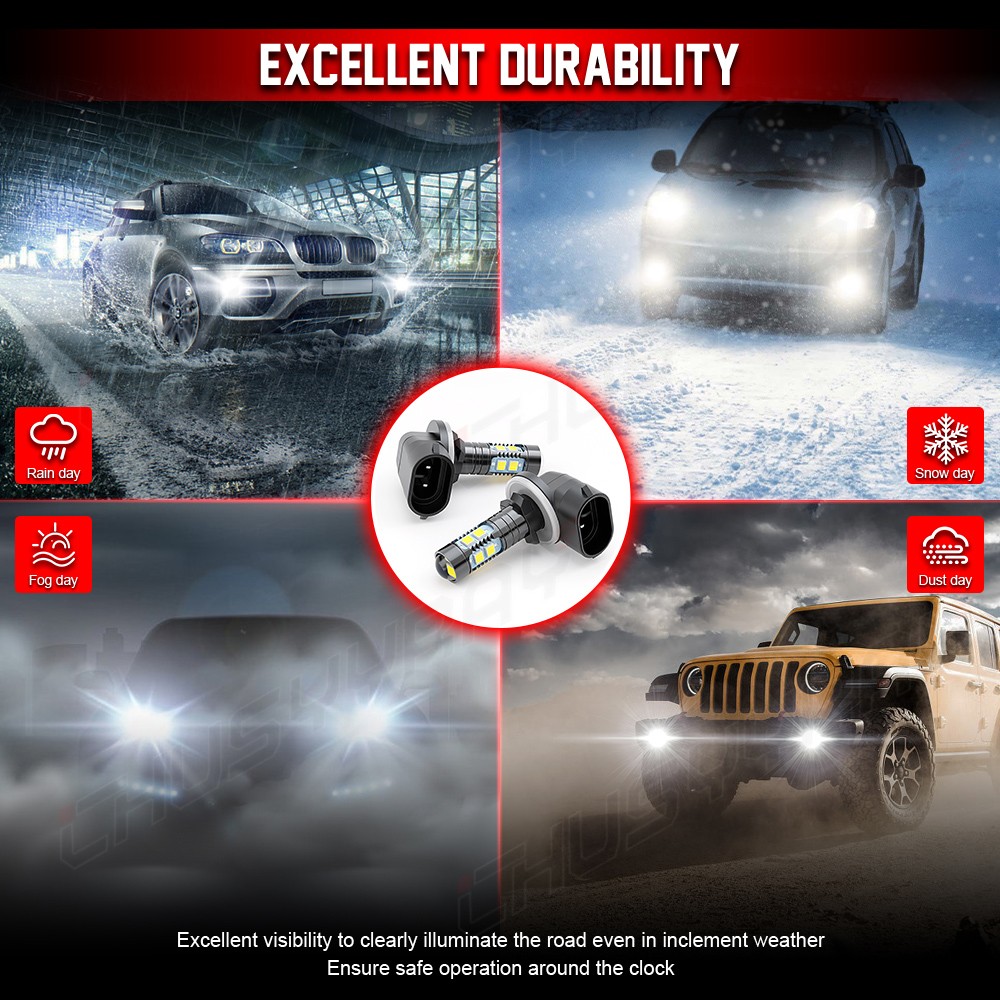 2x Super Power 881 862 886 898 LED Fog Light Driving Lamp 55W Bulb 6000K White