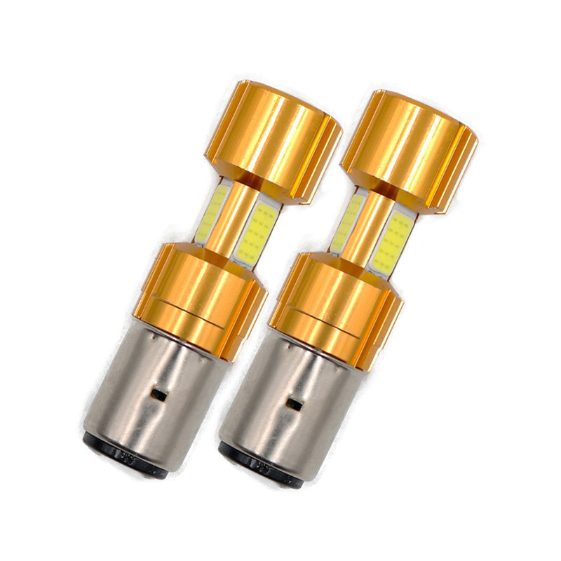 2X12W Ba20D H6 Motorcycle Headlight COB LED Bulbs Scooter ATV 1000LM Bikes Lamps