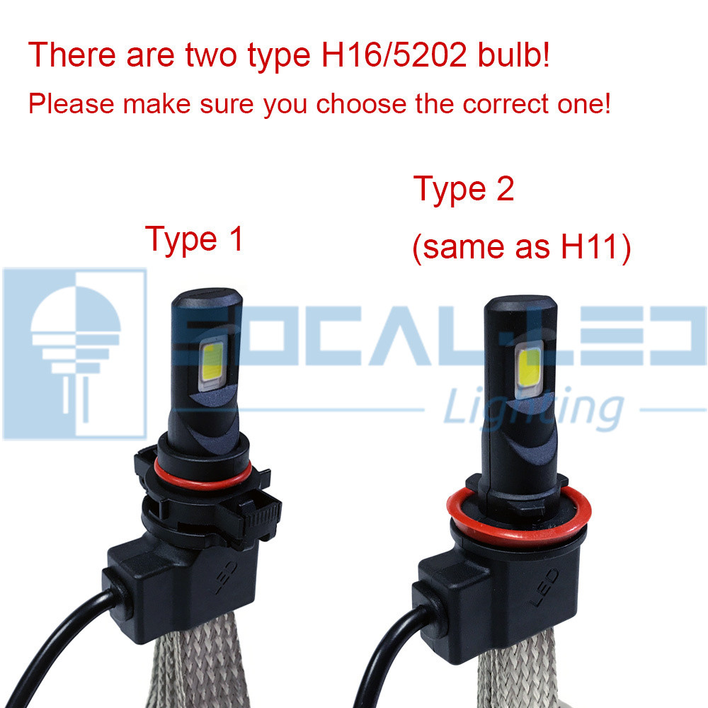 2x Fanless Canbus H16 5202 LED Conversion Kit Fog Light Bulbs 6000K Xenon White