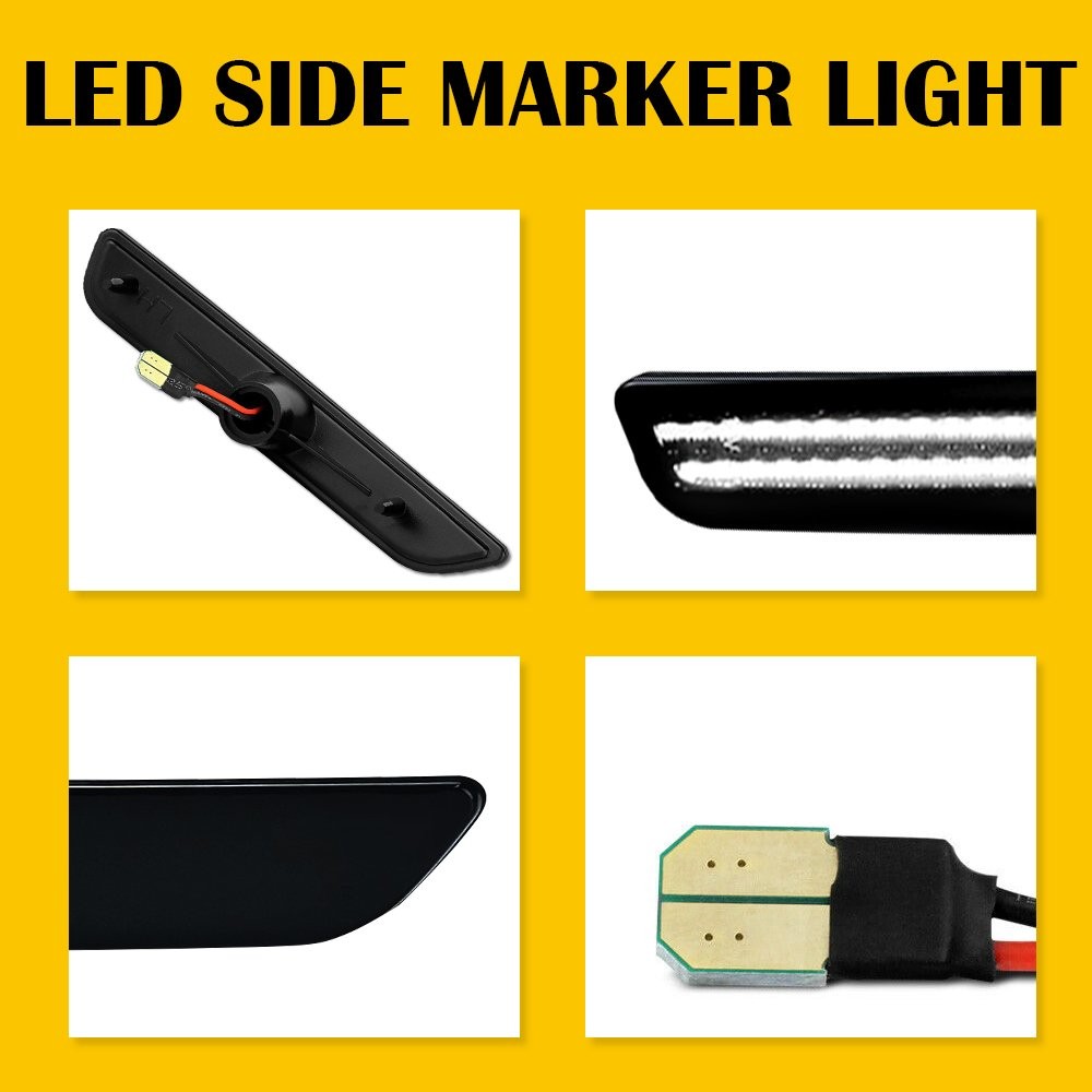 Front Left Right White LED Side Marker Lights For 2010 2011 2012-14 Ford Mustang