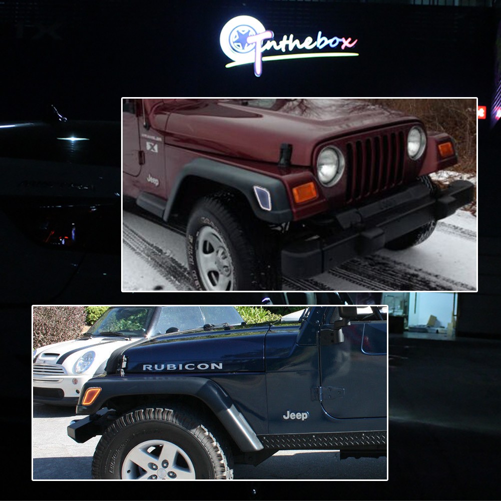 Smoke LED Front DRL / Side Marker Turn Signal Lights For 1997-2006 Jeep Wrangler