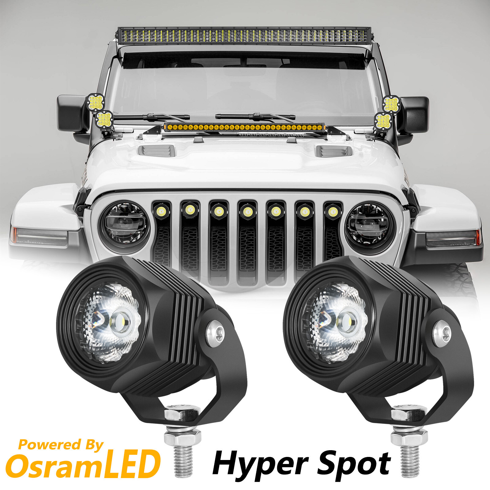 2x 2″ 20W LED Round Off Road Driving Spot Light Bar Pods Work 4WD ATV Motorcycle