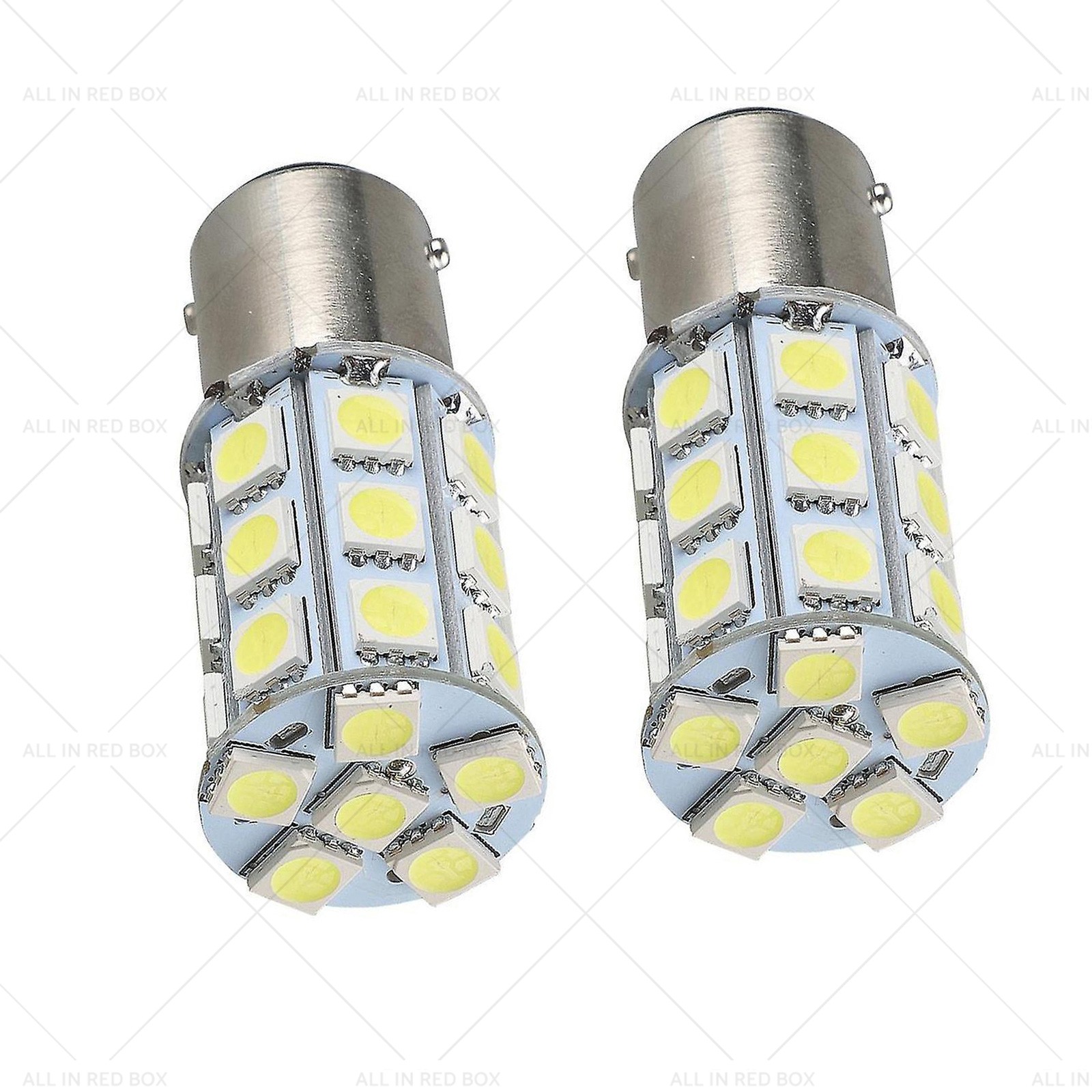 2x 12V BA15D LED White 27 SMD 5050 Suitable for Caravan Car Auto Indicator
