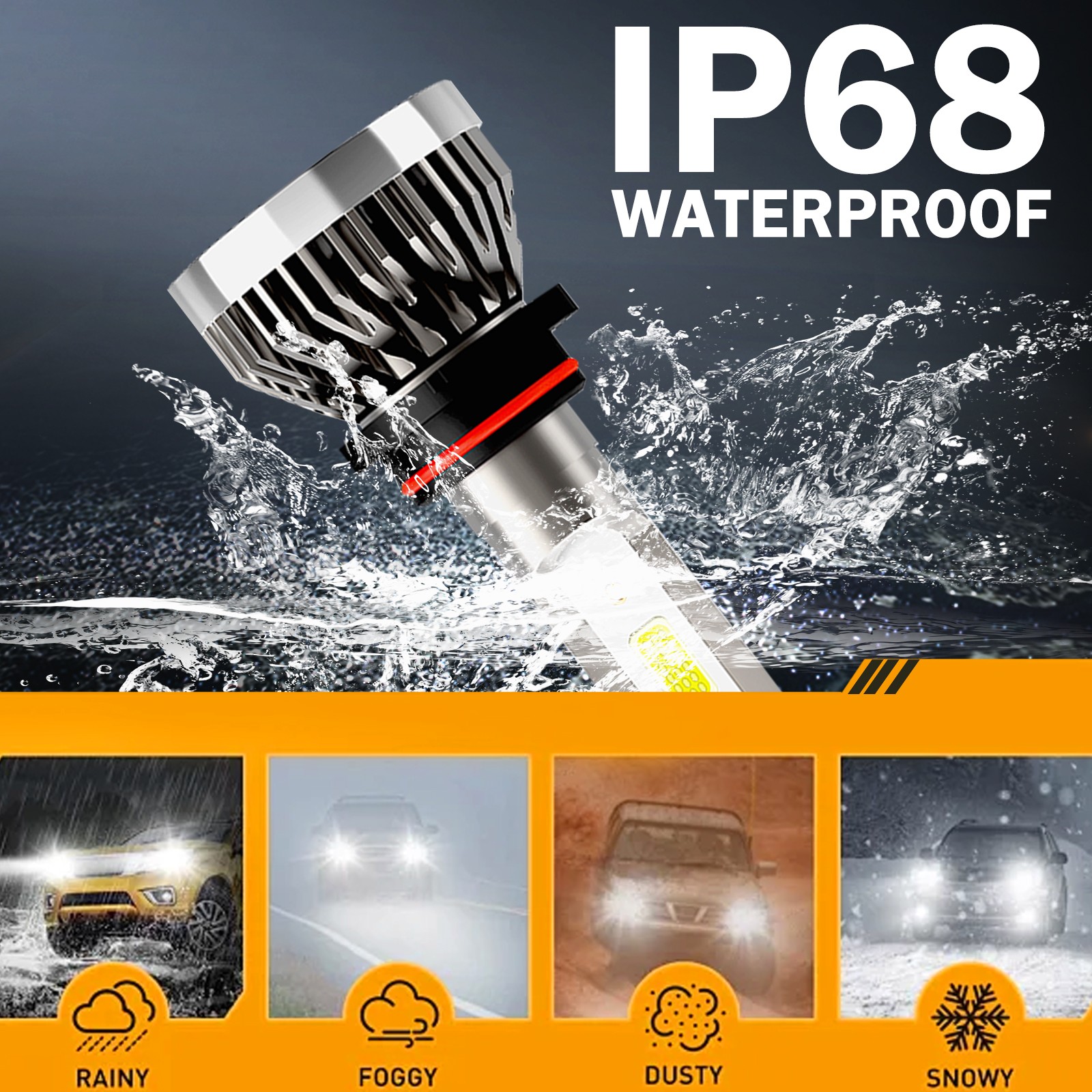9005 H11 LED Headlight KIT Combo Bulbs 10000K High&Low Beam Super Bright White