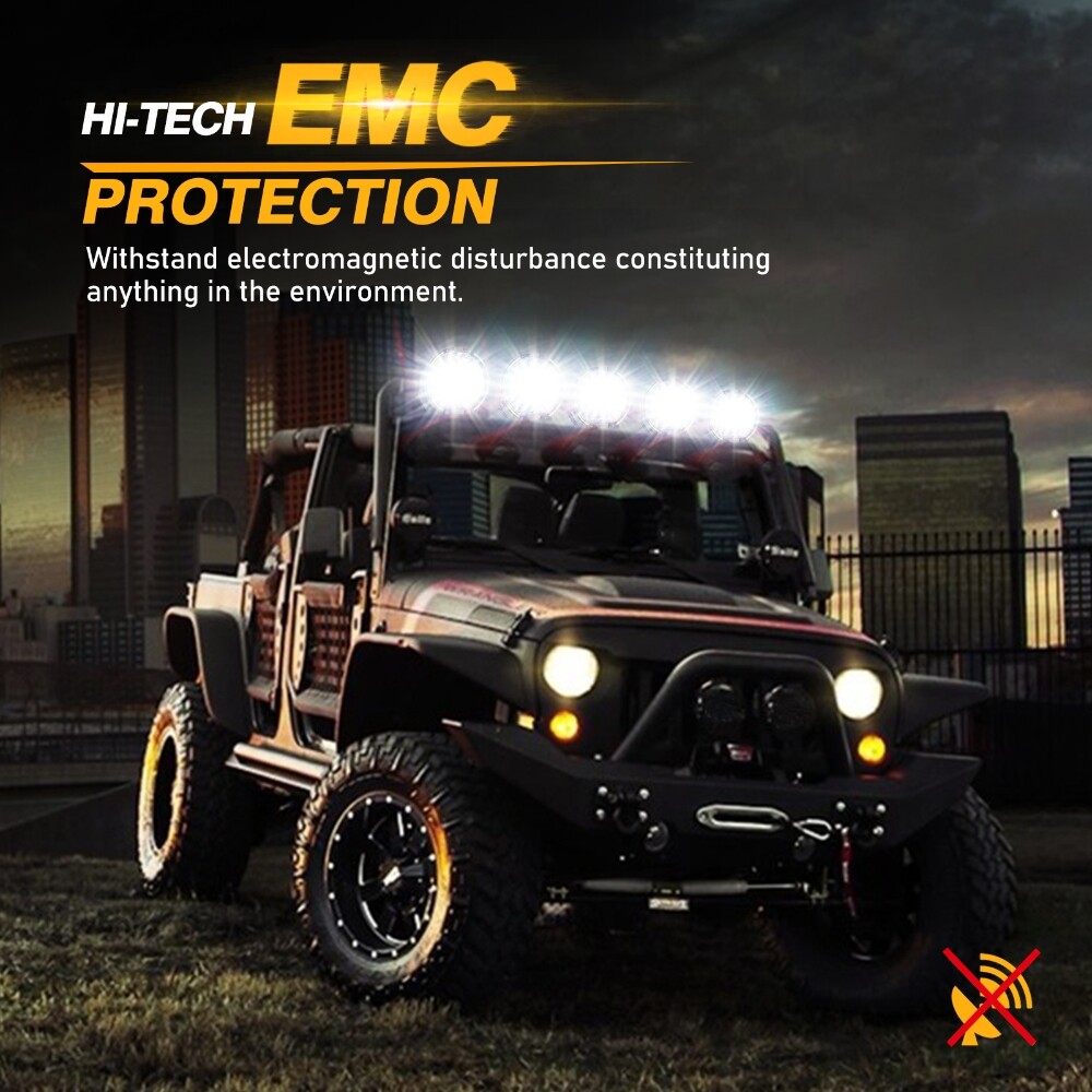AUXBEAM 360-PRO 720W 9″INCH Round LED Work Light Bar w/Amber Covers For Jeep ATV