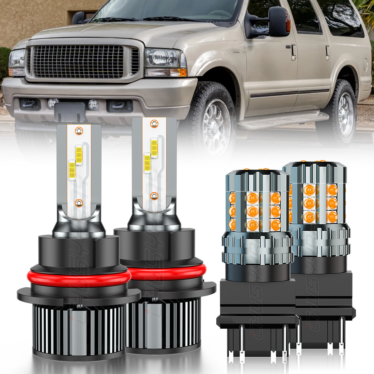 For Ford Excursion 2000-2004 LED Headlight Hi/Lo Beam+Turn Signal Light Bulb Kit