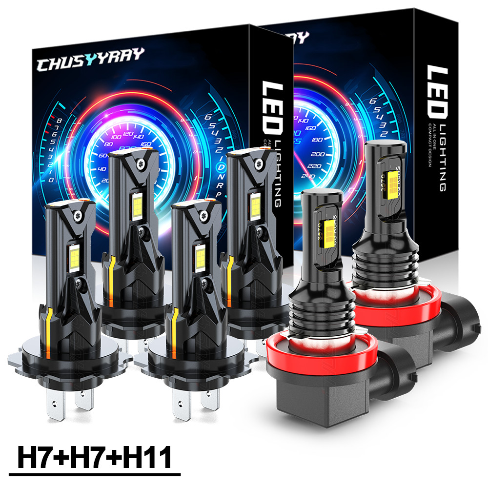 For BMW X5 2007-2013 LED Headlight Hi/Low Beam Fog Light Bulbs 6000K White Combo