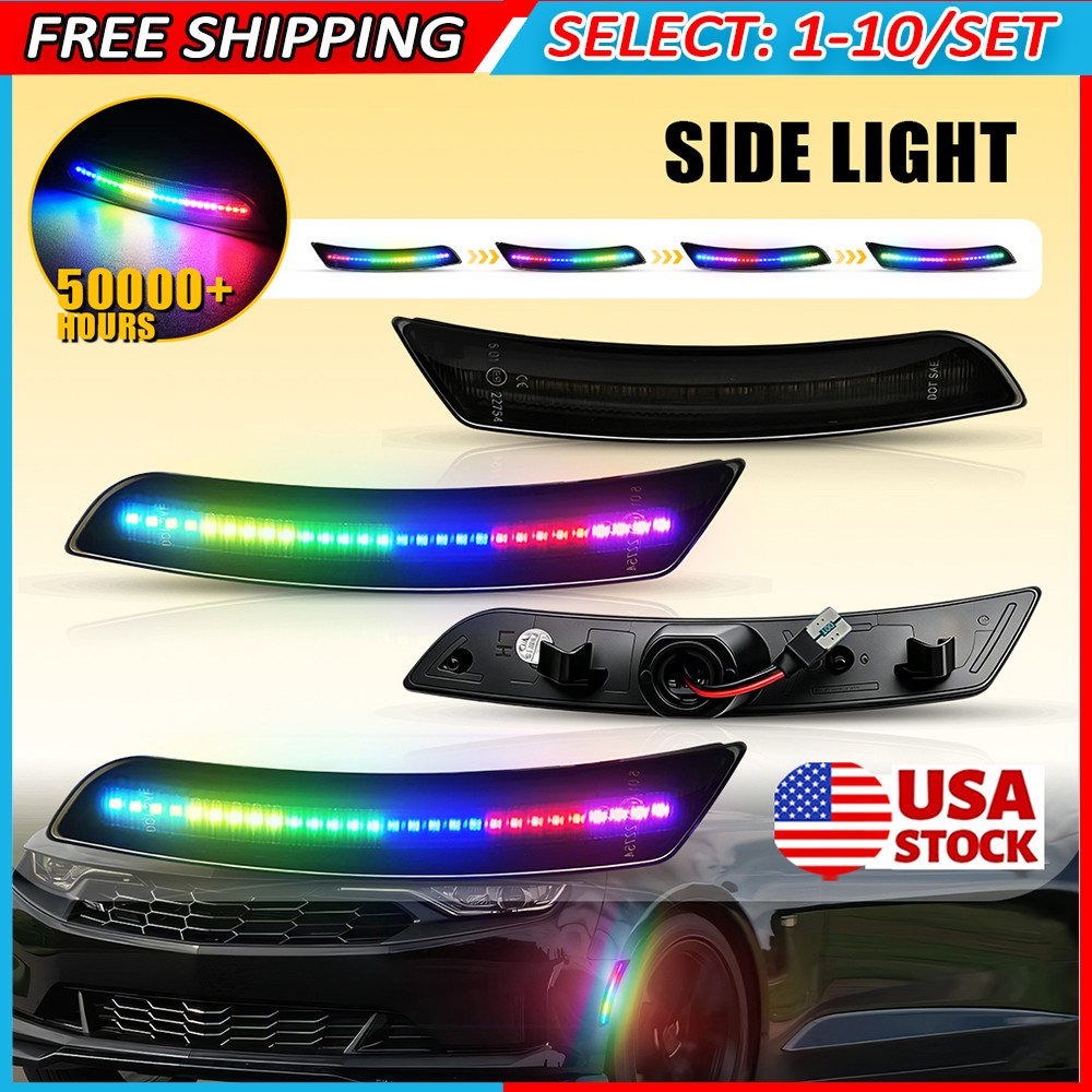 4-40x Front Rear Flowing LED Side Marker Light 23169181 For Chevy Camaro 2016-23