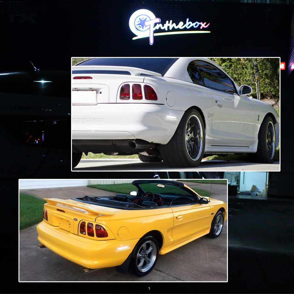 Clear White LED Rear Side Marker Light Reflector For 94 95 96 97 98 Ford Mustang