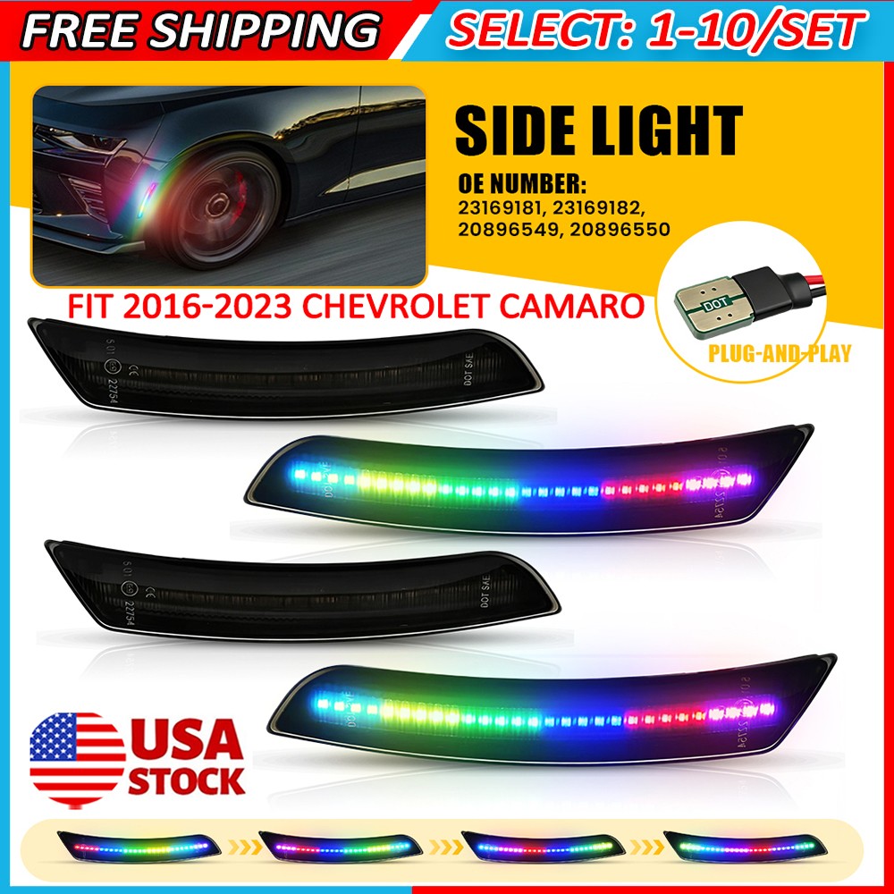 4-40x Front Rear Flowing LED Side Marker Light 23169181 For Chevy Camaro 2016-23