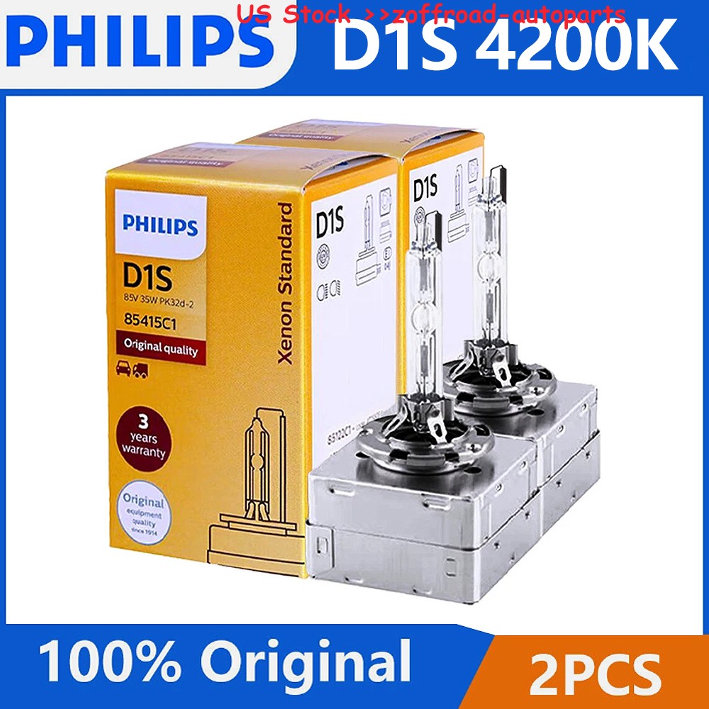 2x Genuine Philips D1S 85415C1 HID Xenon Headlight Bulbs OEM 4300K DOT Pair (2)