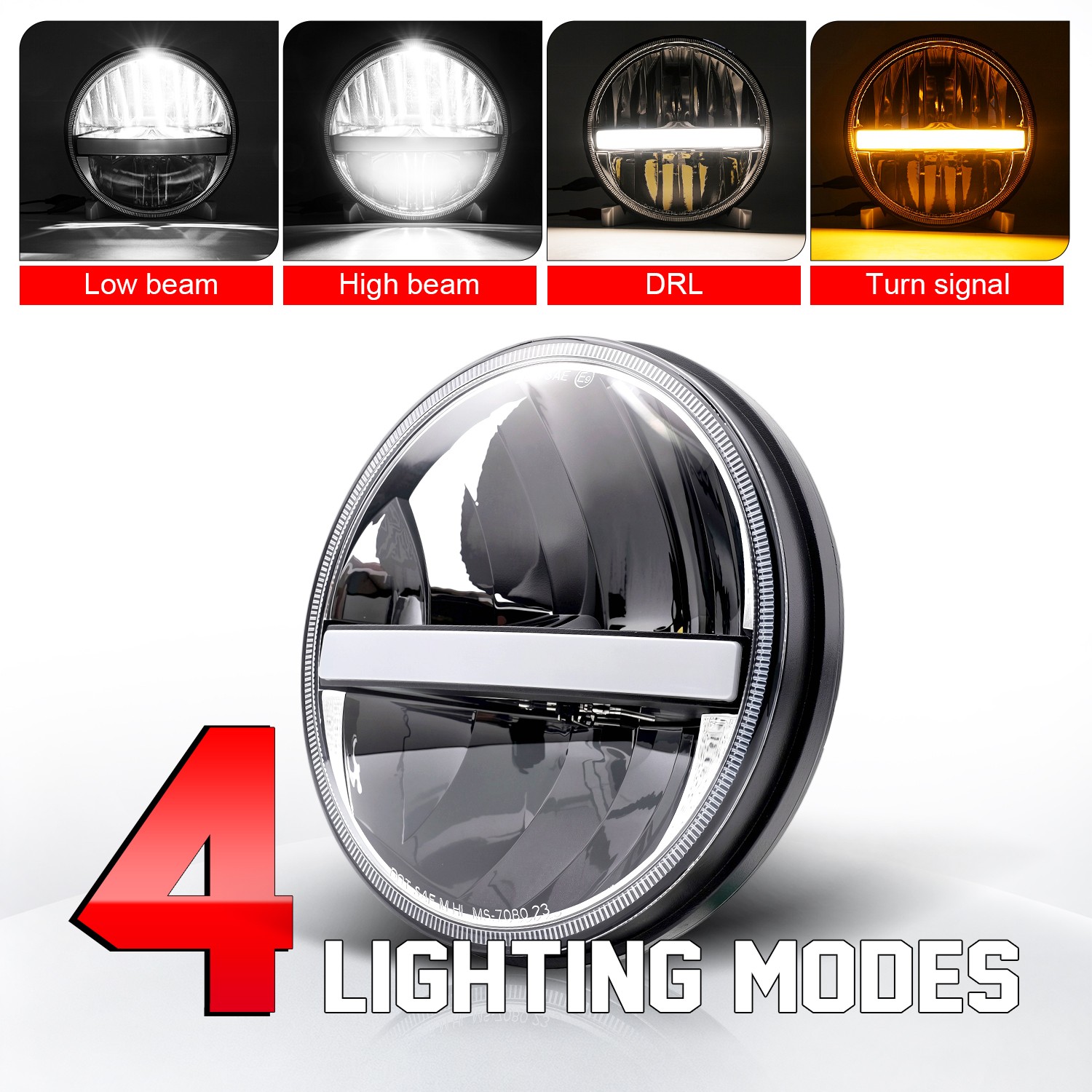 2X LED 7″ Round Headlights High Low Beam Aluminum Housing