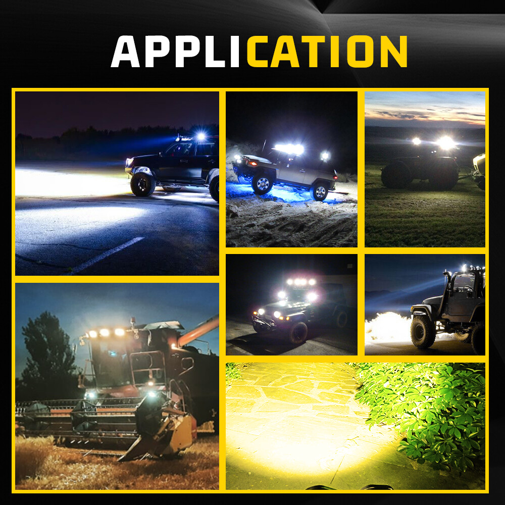 NOVSIGHT 2″4“4.5″5″ LED Pod Work Lights Spot Flood Lamp Offroad DRL Amber+White