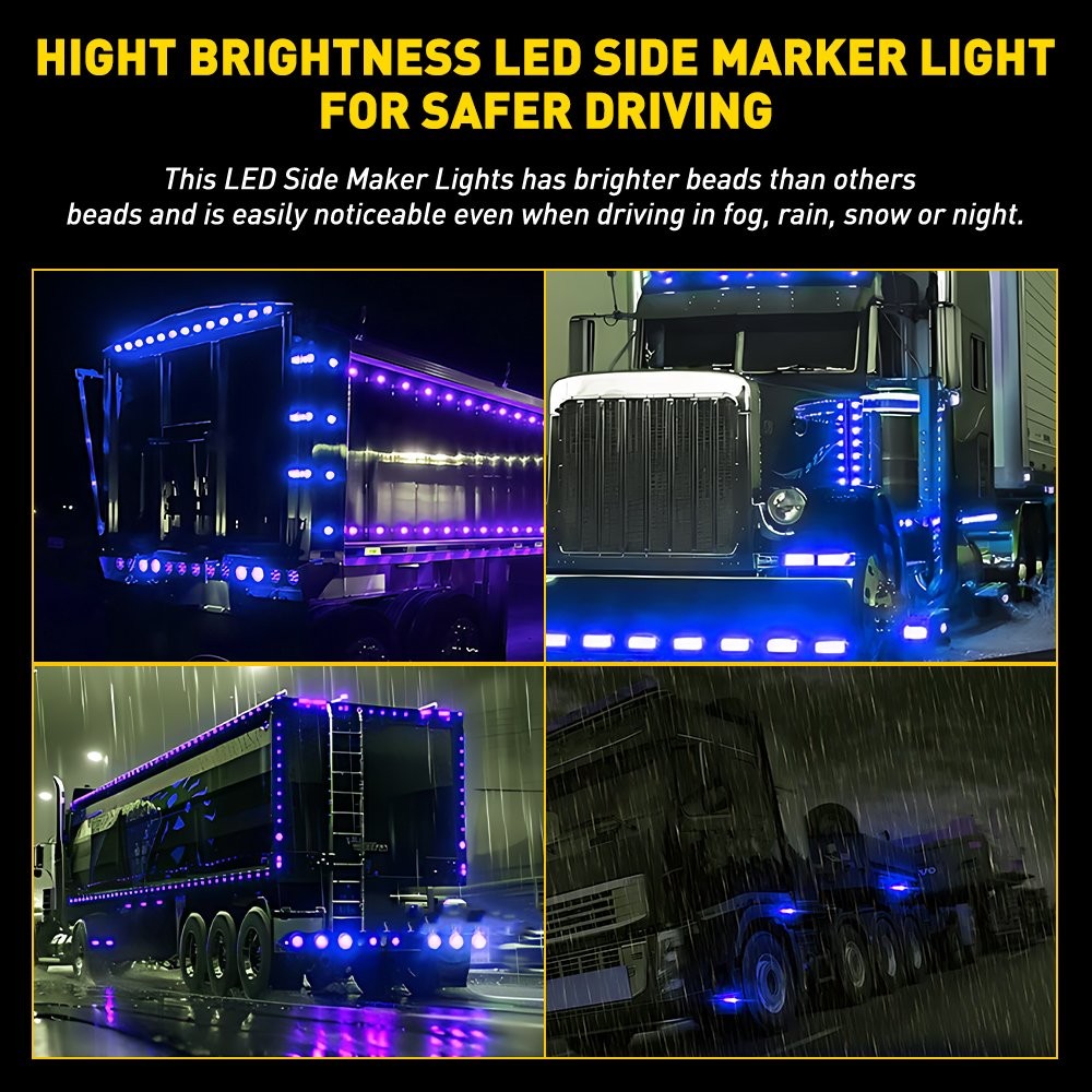 10x Mini 3/4″Round Side Blue LED Clearance Marker Truck Trailer Bullet Light EXD