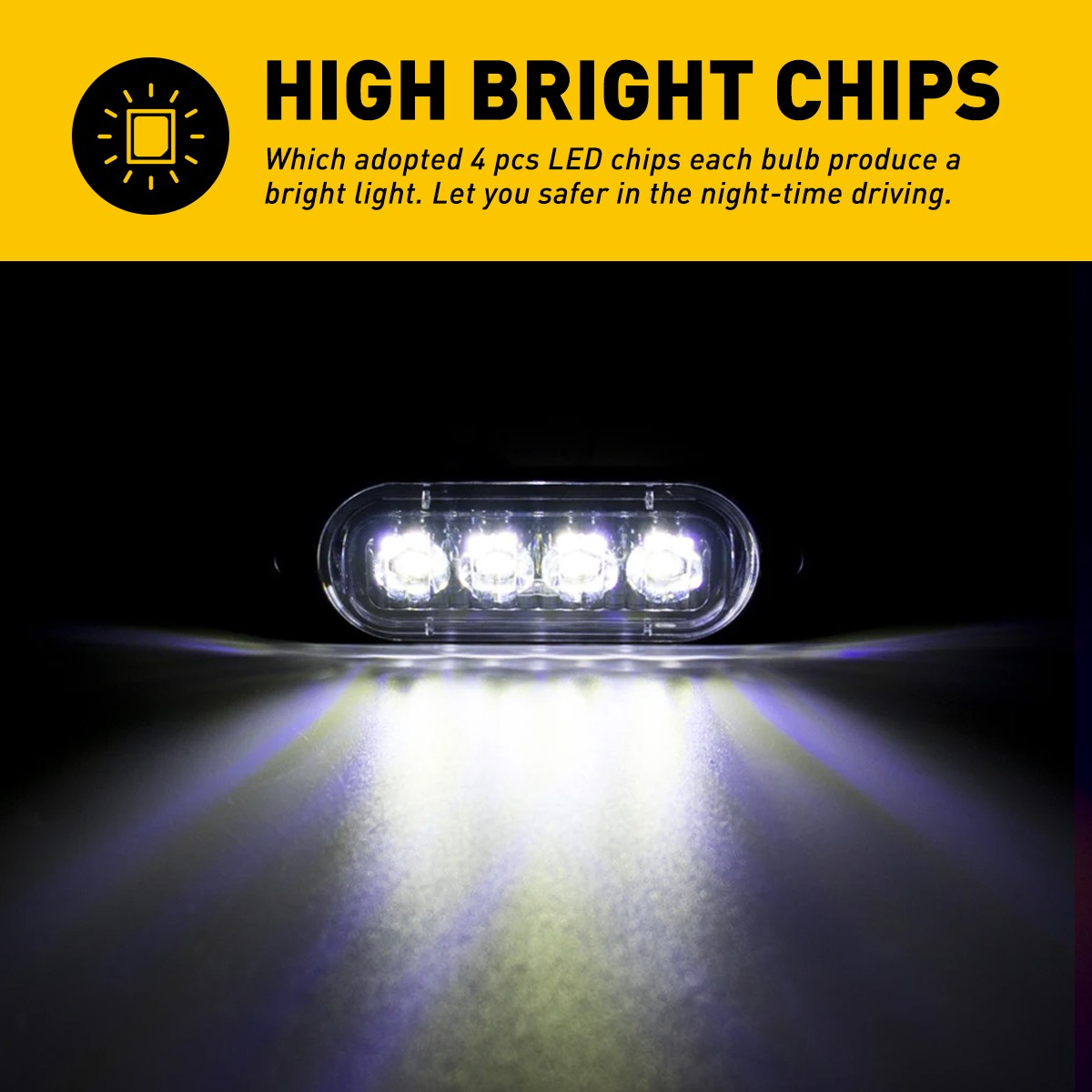 12x 4LED Side White Marker Lights Light Clearance Truck Trailer RV Waterproof