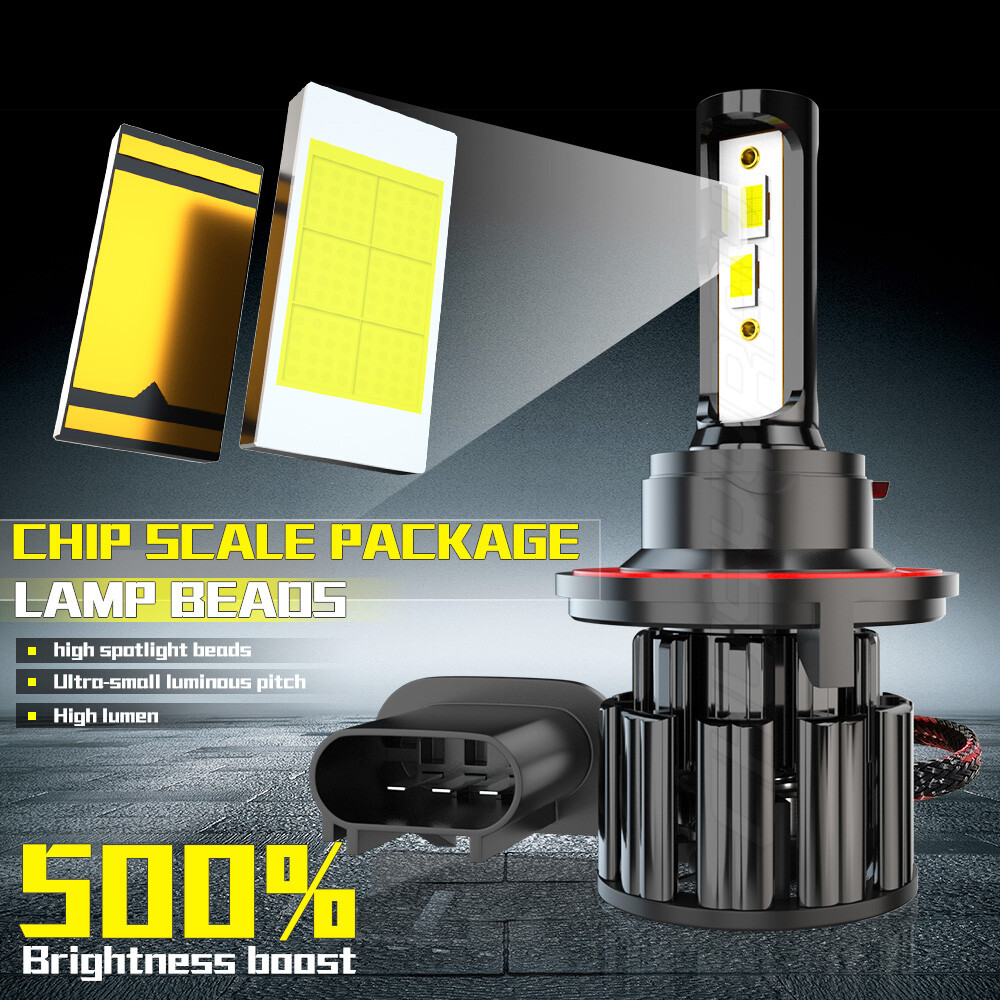 H13 9008 LED Headlight Bulbs Kit 100W 20000LM High & Low Beam Super Bright White