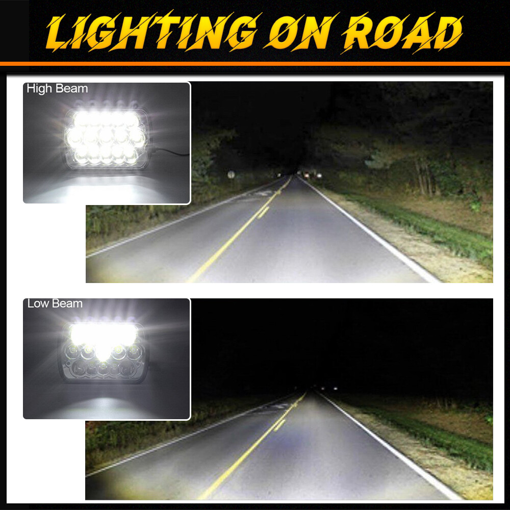 For Ford E-150 E-250 E-350 H6054 Pair 7×6″ 5×7 LED Headlights Sealed beam Square