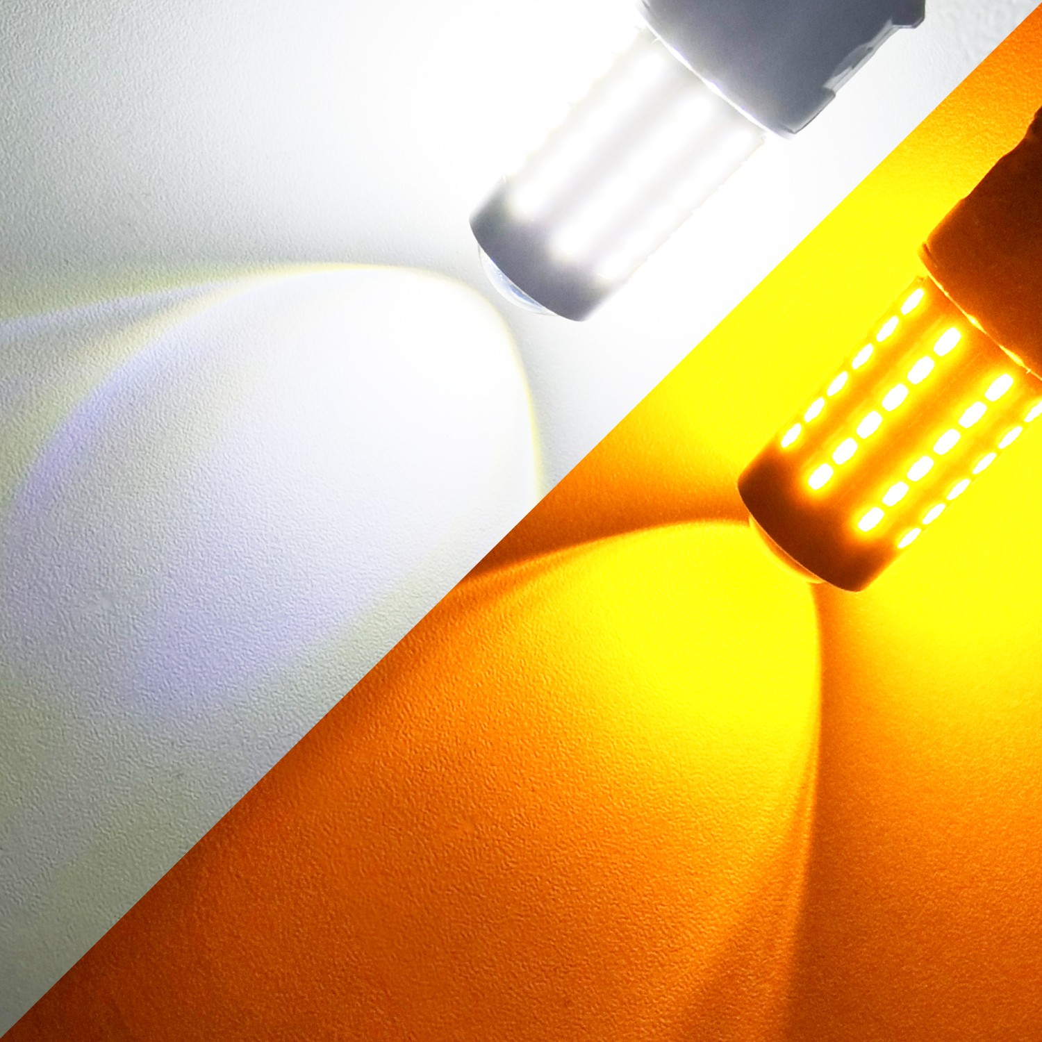 2x 3156 3157 LED Turn Signal Lights DRL Switchback Amber Yellow White Dual Color