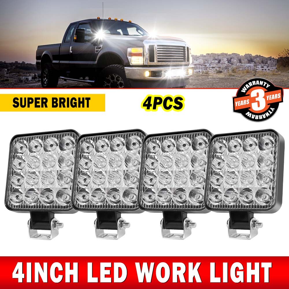 4Pack 4“ inch 48W LED Work Light Bar Spot Flood Pods Off Road Truck Fog Lights