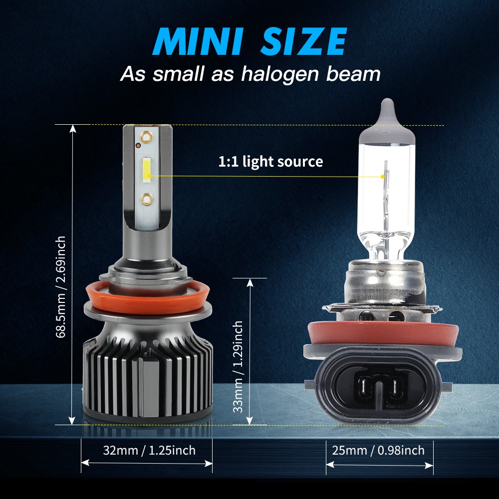 H8 H11 LED Headlight Bulbs Kit 6000K for Subaru Impreza 2008-2023 Bright White