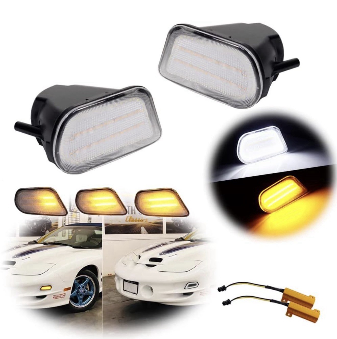 Clear Lens Switchback White/Amber DRL LED Turn Signal Lamp
