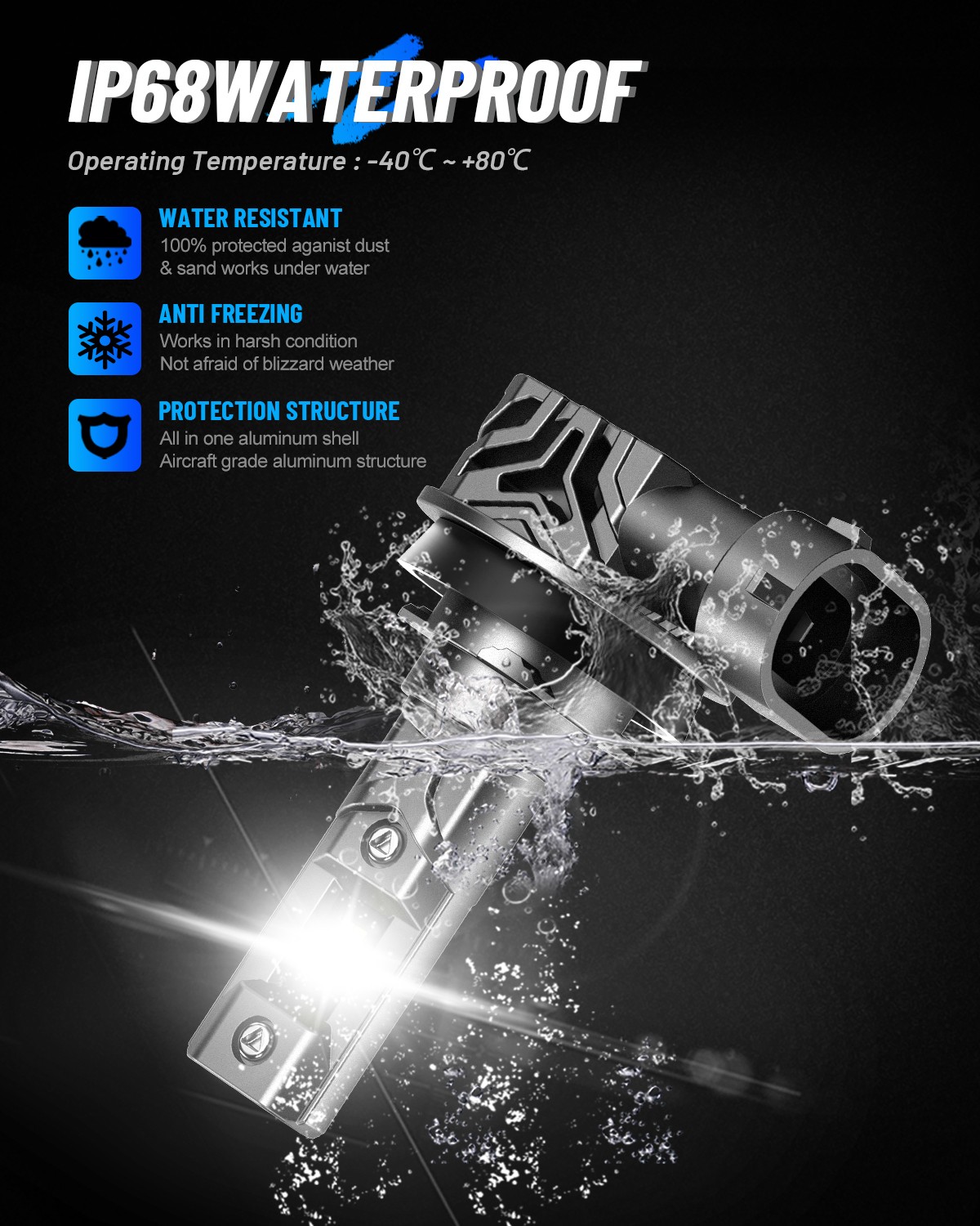 NOVSIGHT H11 H8 H9 LED Headlight Bulb Conversion Kit Low Beam White 6500K Canbus