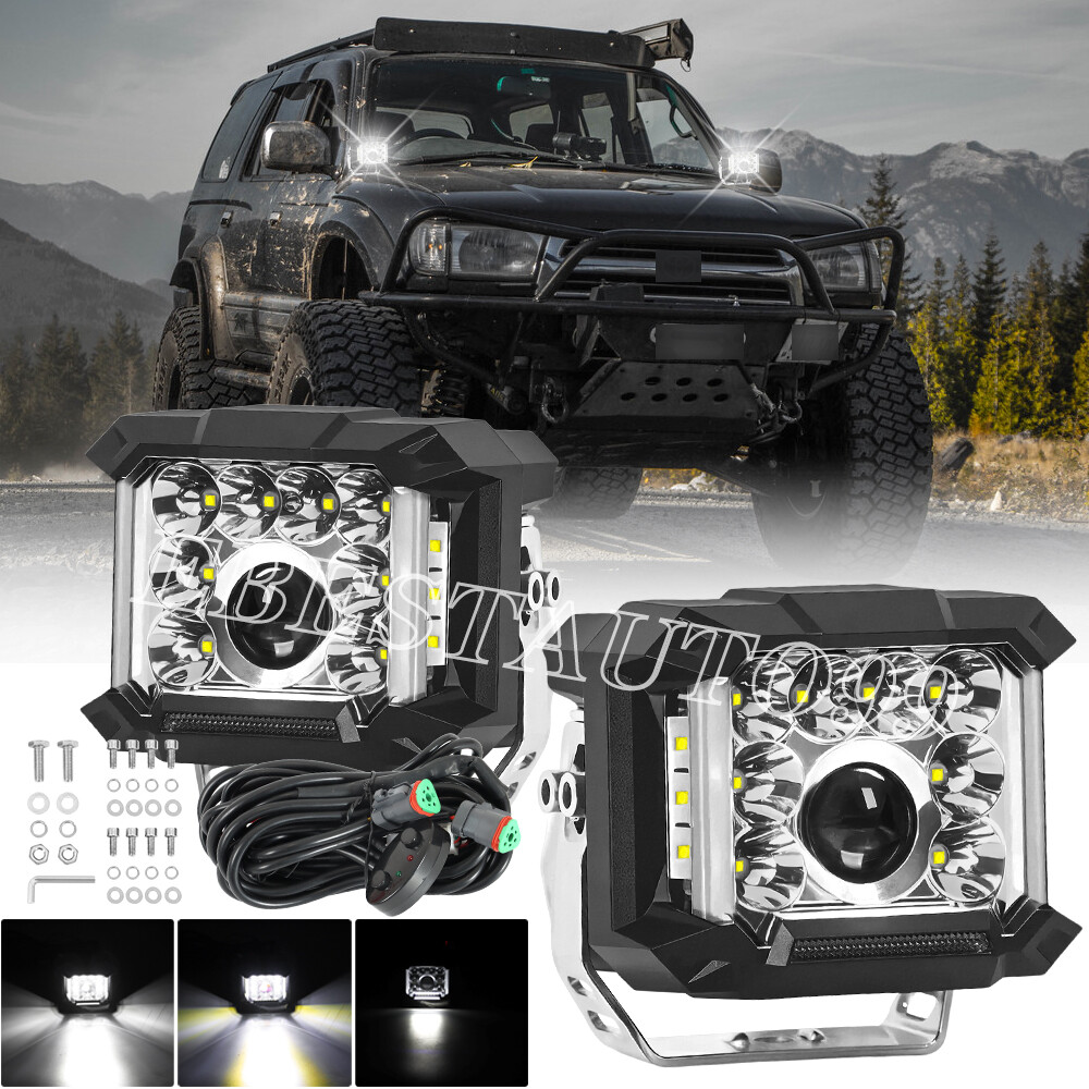 2PCS 5″INCH 160W LED Work Lights White Offroad Driving Side Shooter Fog Lamp