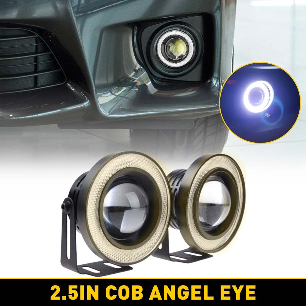1/2Pair 2.5″ COB COB LED Projector Car Angel Lights Eye DRL Halo Ring Drive Fog