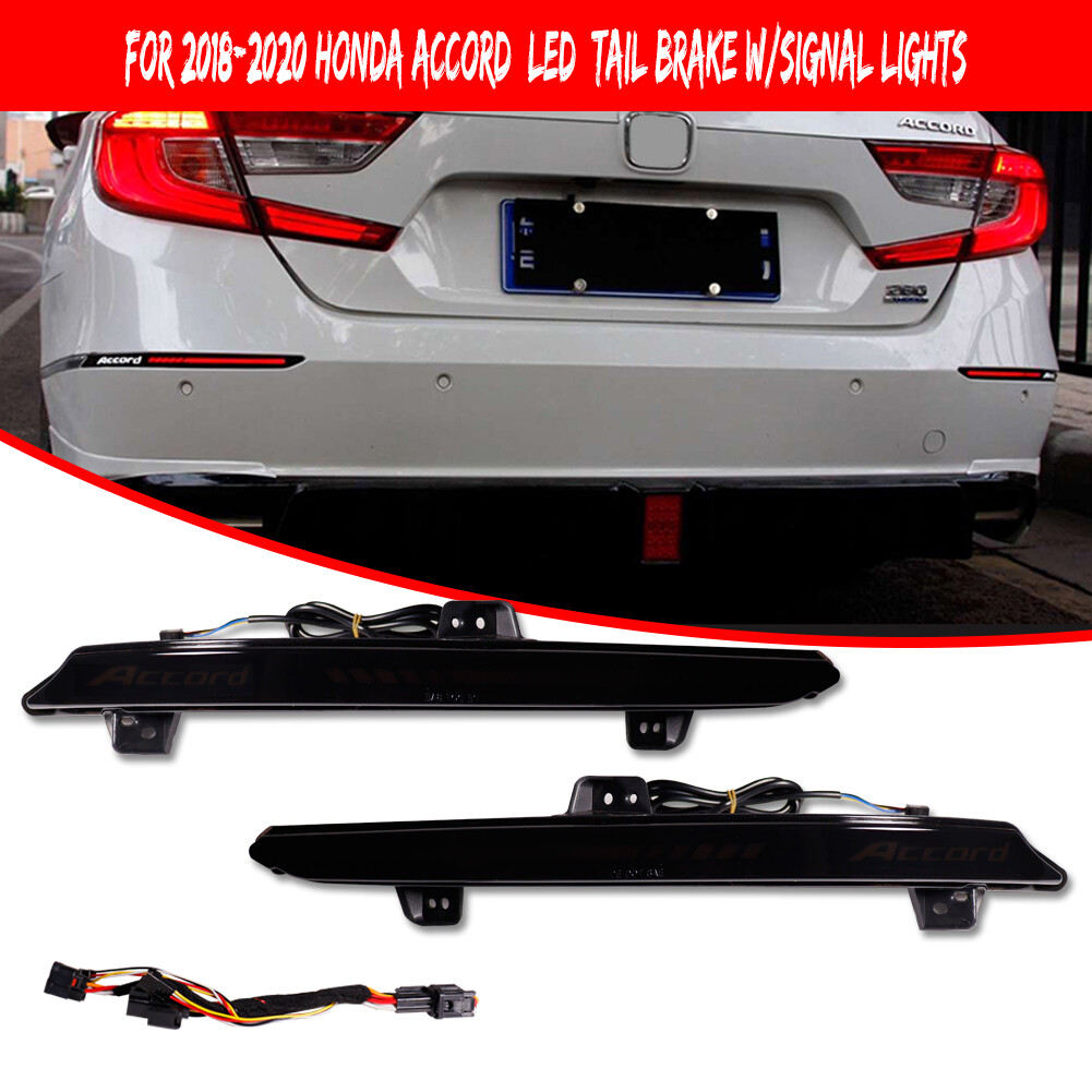 Smoke LED Rear Bumper Reflector Lights for 10th Gen Honda Accord 2018-2022 Lamps