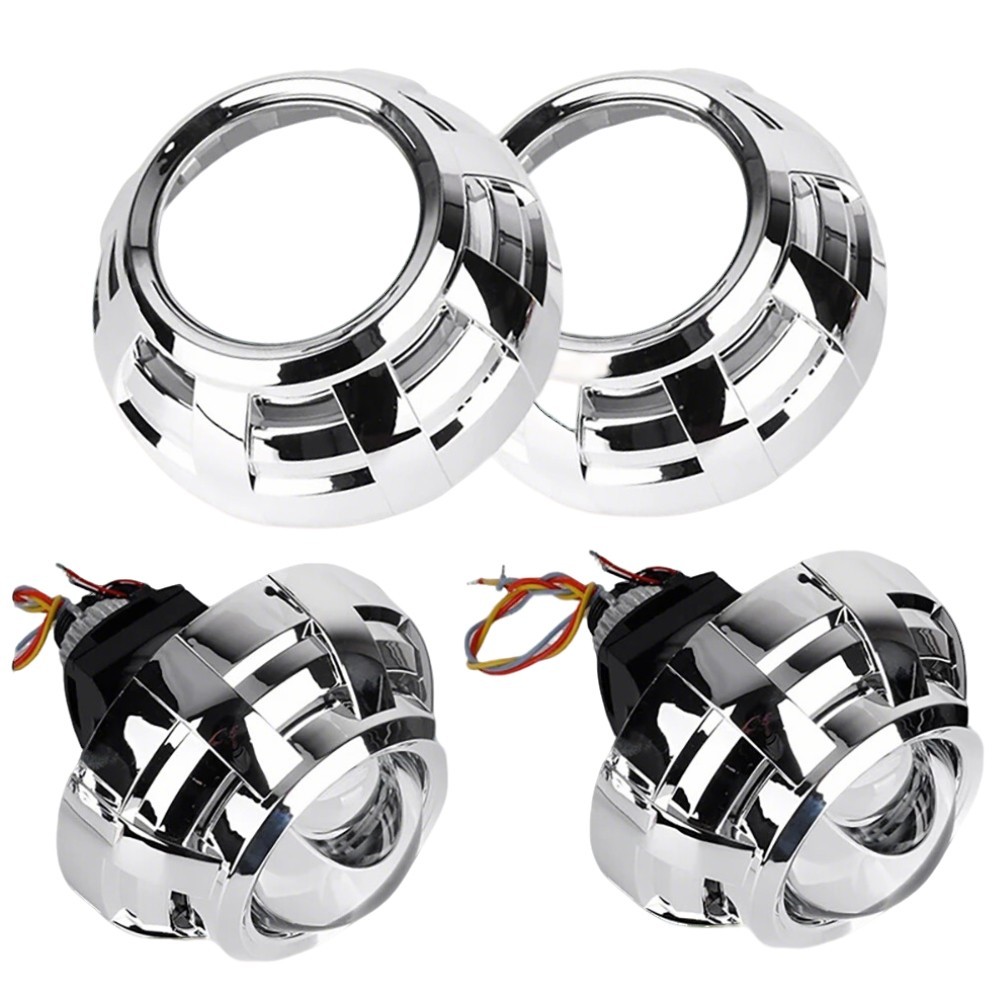 2pcs 3.0inch LED/HID Projector Chrome Shroud Cover for Car Headlight Retrofit