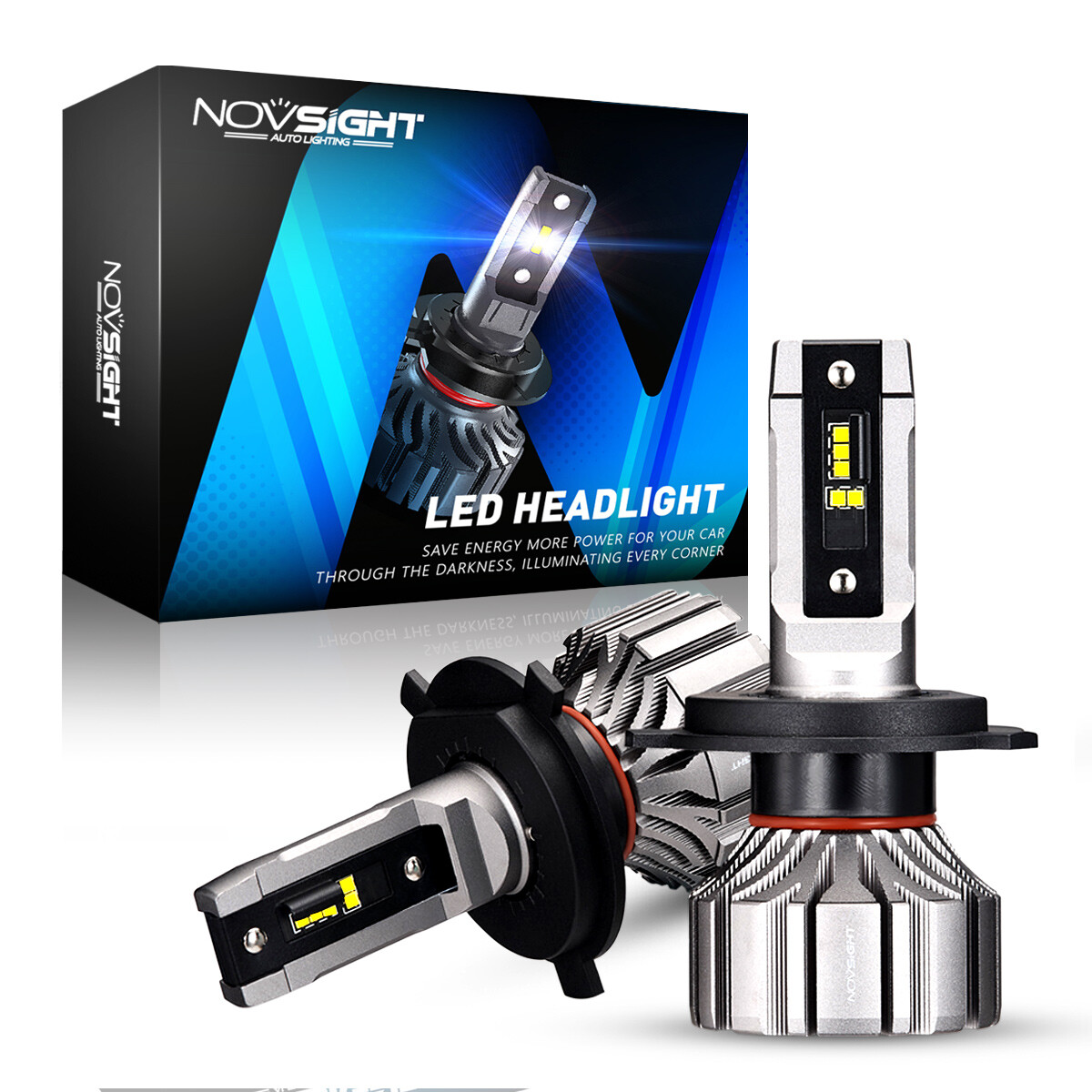 NOVSIGHT H4 9003 HB2 LED Headlight Bulbs High Low Beam 6500K Replace Xenon