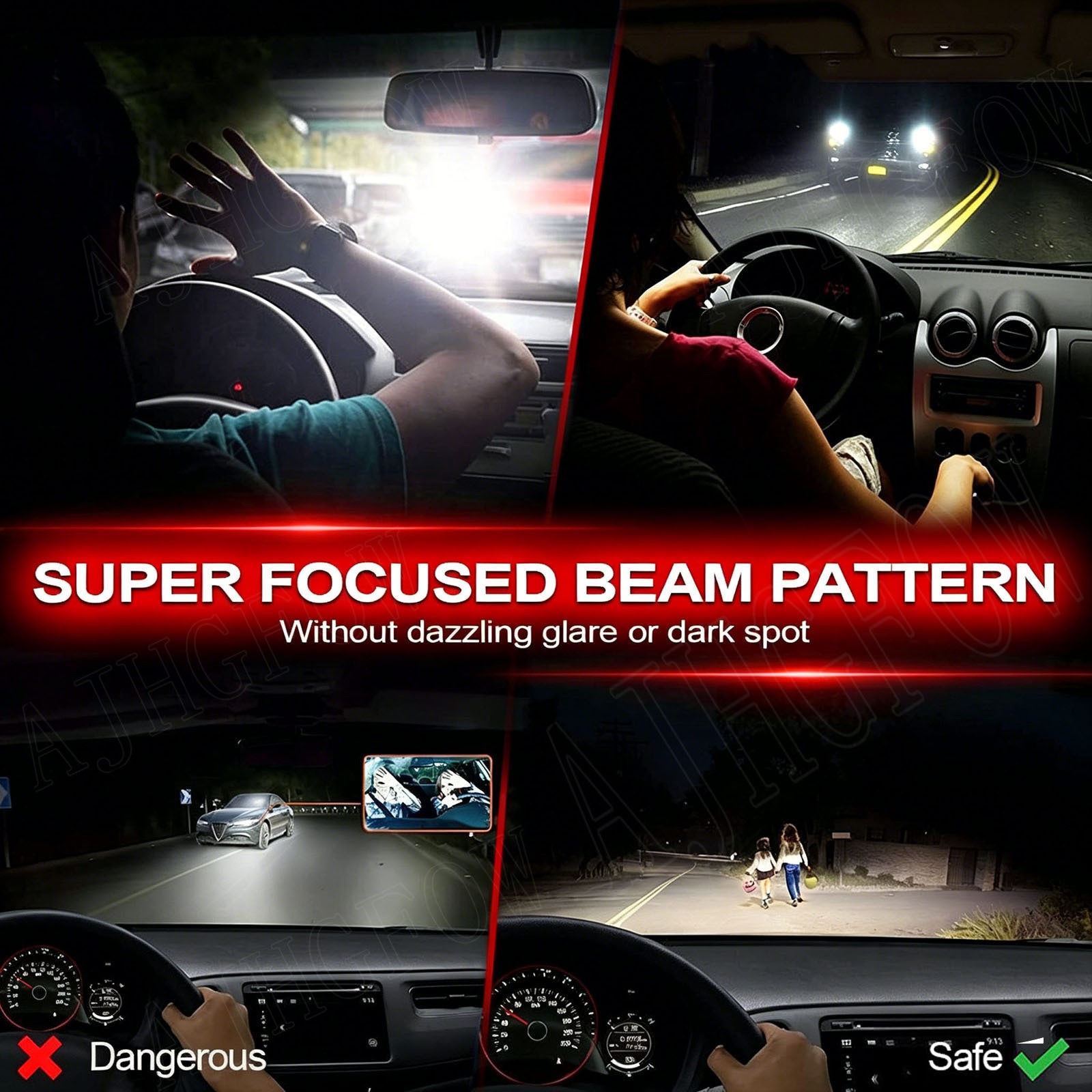 H11 9005 LED Headlight High Low Beam Bulbs Ultra Bright Kit 6000K White 72000LM
