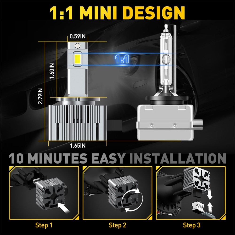 Pair D1S D1R D3S D3R LED Headlight High Low Beam HID Xenon Replace Bulbs 6000K
