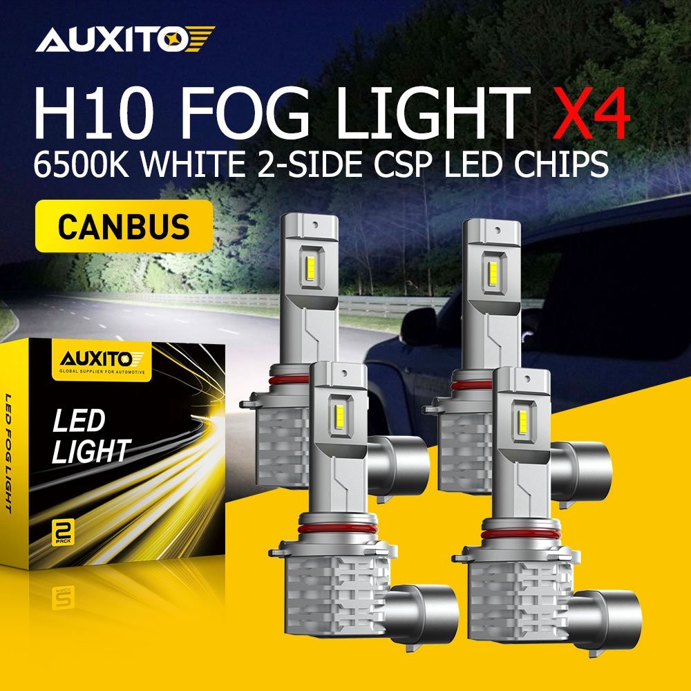 AUXITO CANBUS H10 9140 White 6500K LED Fog Light Daytime Running Light DRL 2/4PC