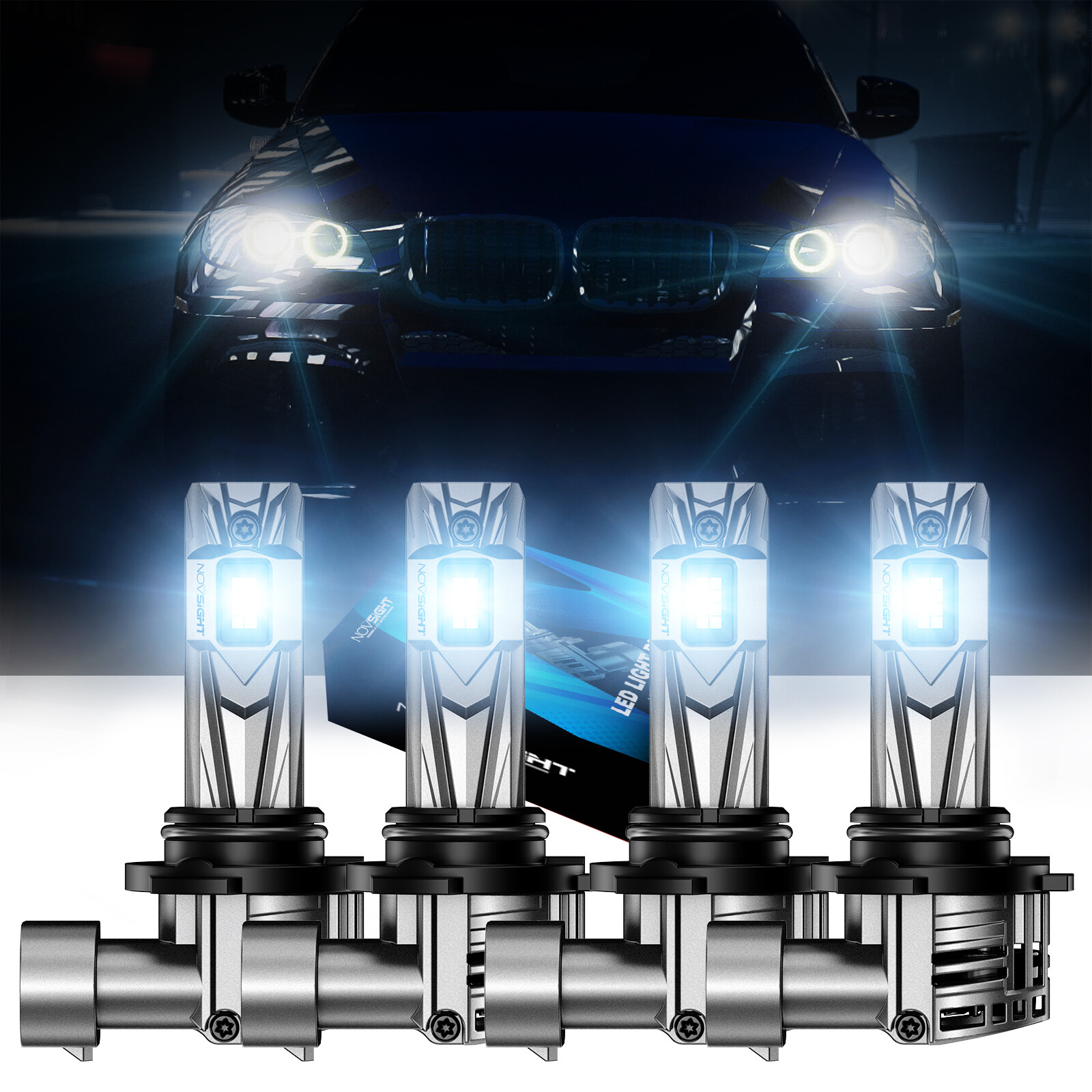 4PCS NOVSIGHT HB3 HB4 9005 9006 Combo LED Headlight High Low Beam Bulb Lamp 70W