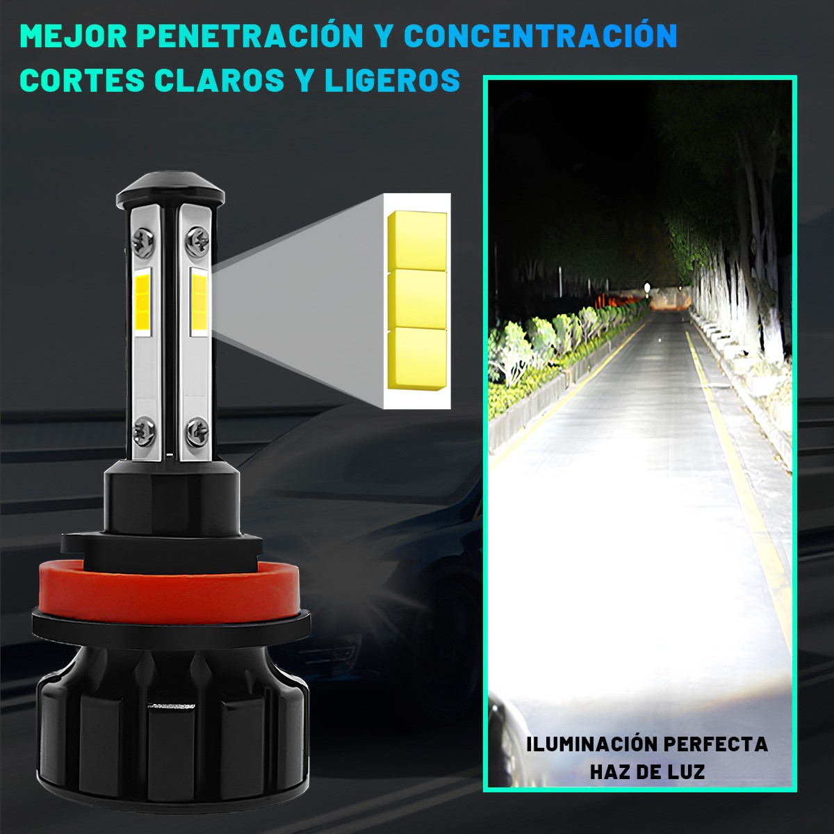 H11 H9 LED Headlight Super Bright Bulbs Kit 8000K White 330000LM High/Low Beam