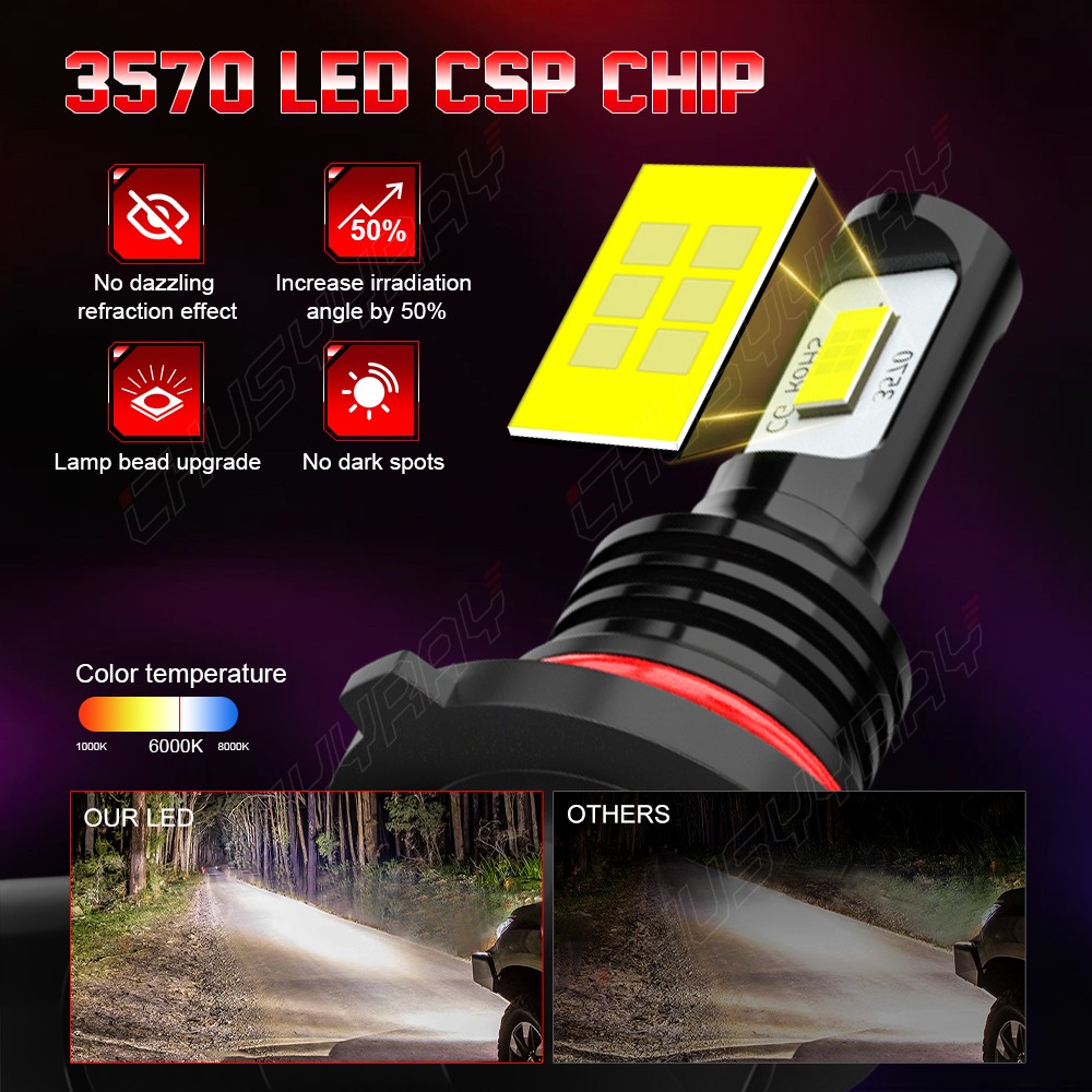 For Cadillac SRX 2004-2009 6Pc LED Headlight High/Low Beam + Fog Light Bulbs A++