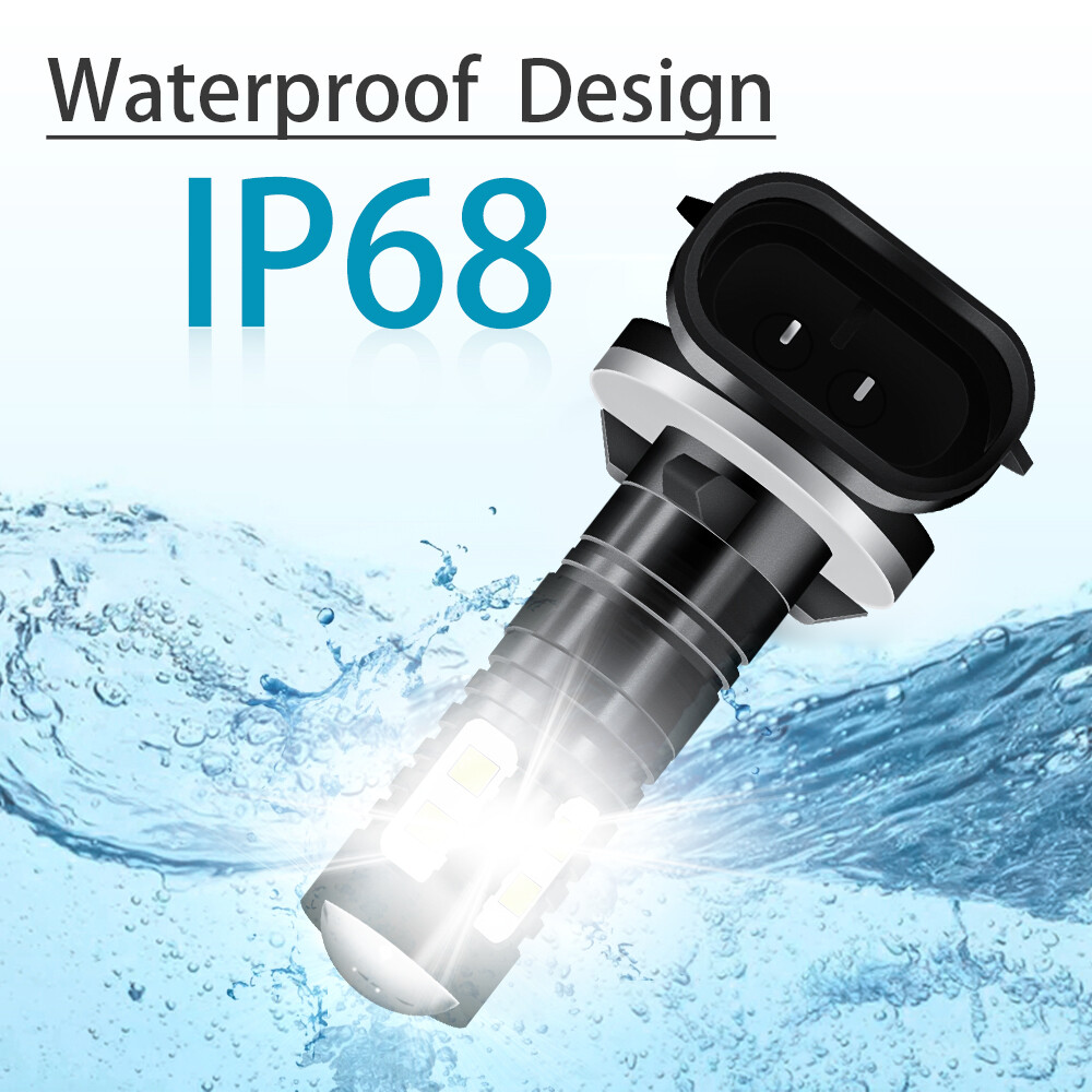 2Pcs 881H27W/2 50W 4000LM White 6000K LED Fog Light Running Bulb Super Bright