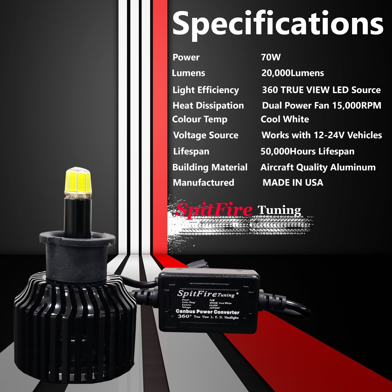 Fits Daewoo Premium 360 LED Headlight Bulbs H1 H3 H7 H11 9005 9006 9012