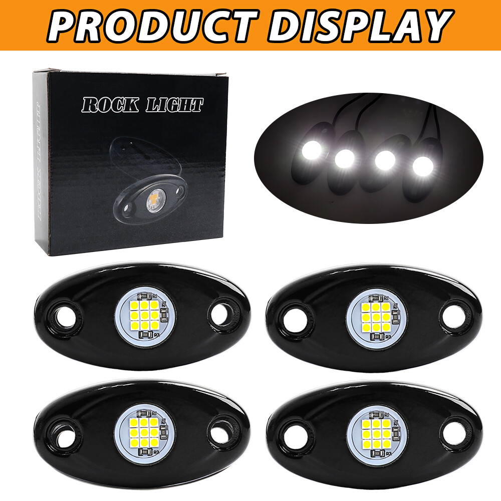 20x White LED Rock Light 4Pods Lights Fit Jeep Off Road Truck Car ATV Under Body