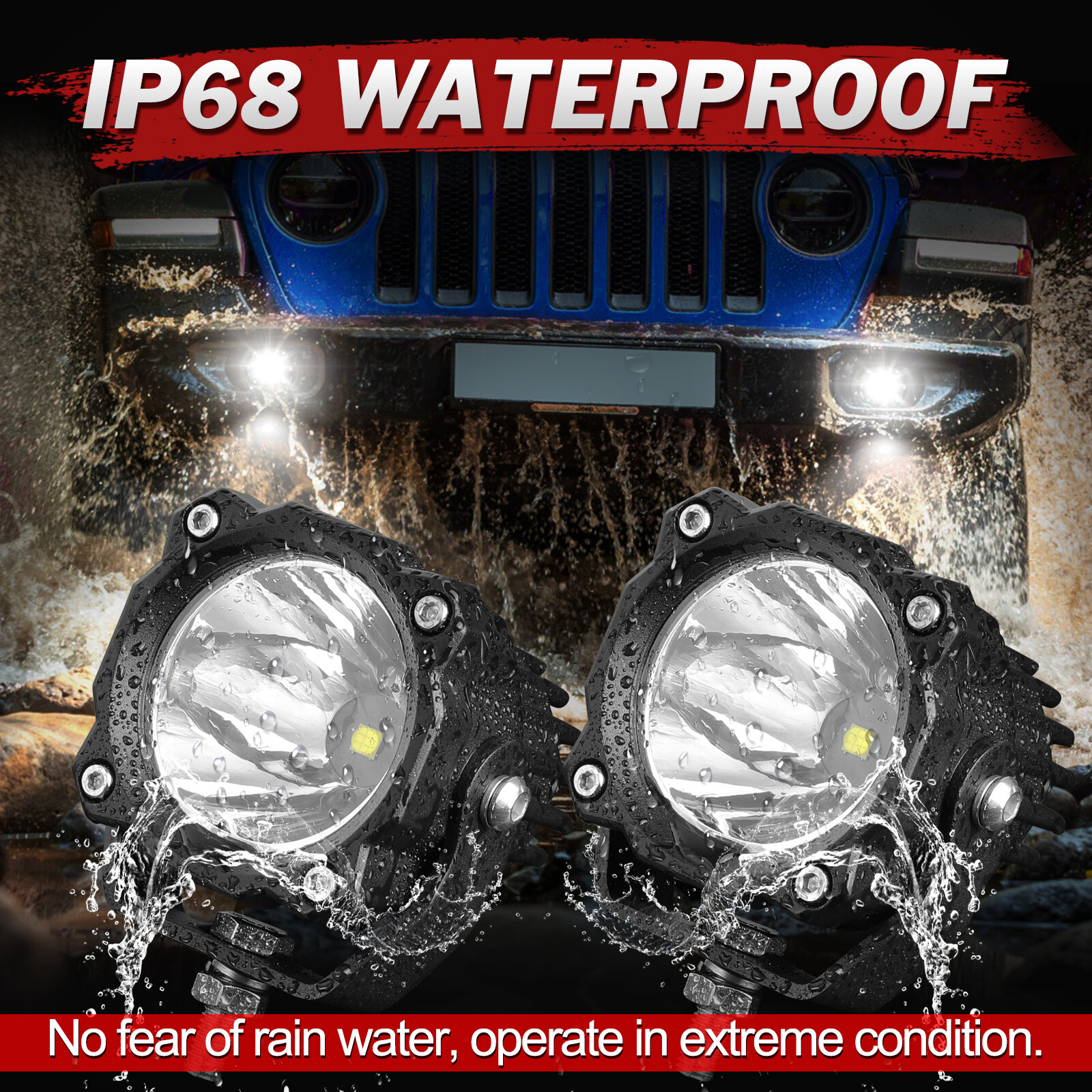 Pair 2.6Inch Led Driving Light Pods Spot Beam Off Road ATV Truck Deep Reflector