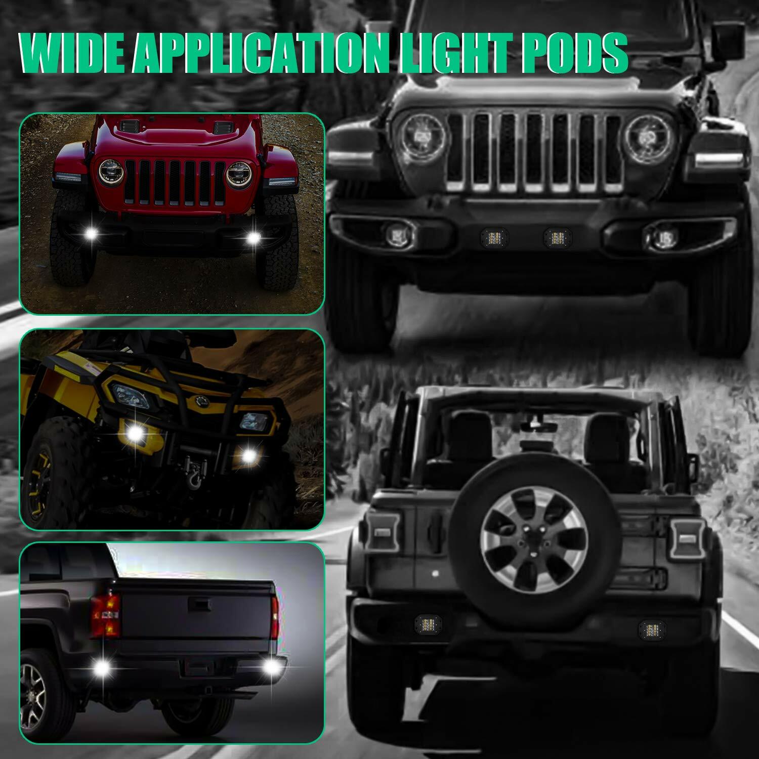 2X 5″ 300W Flush Mount LED Lights Pods Backup Reverse Rear Bumper Off Road 4WD