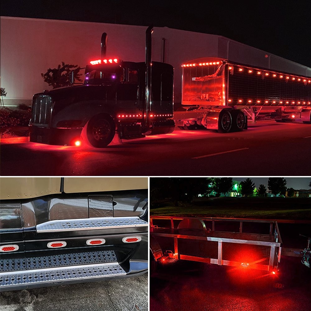 2Pcs Red LED Side Marker Lights 16-SMD Lamp For 12V RV Truck Trailer Accessories