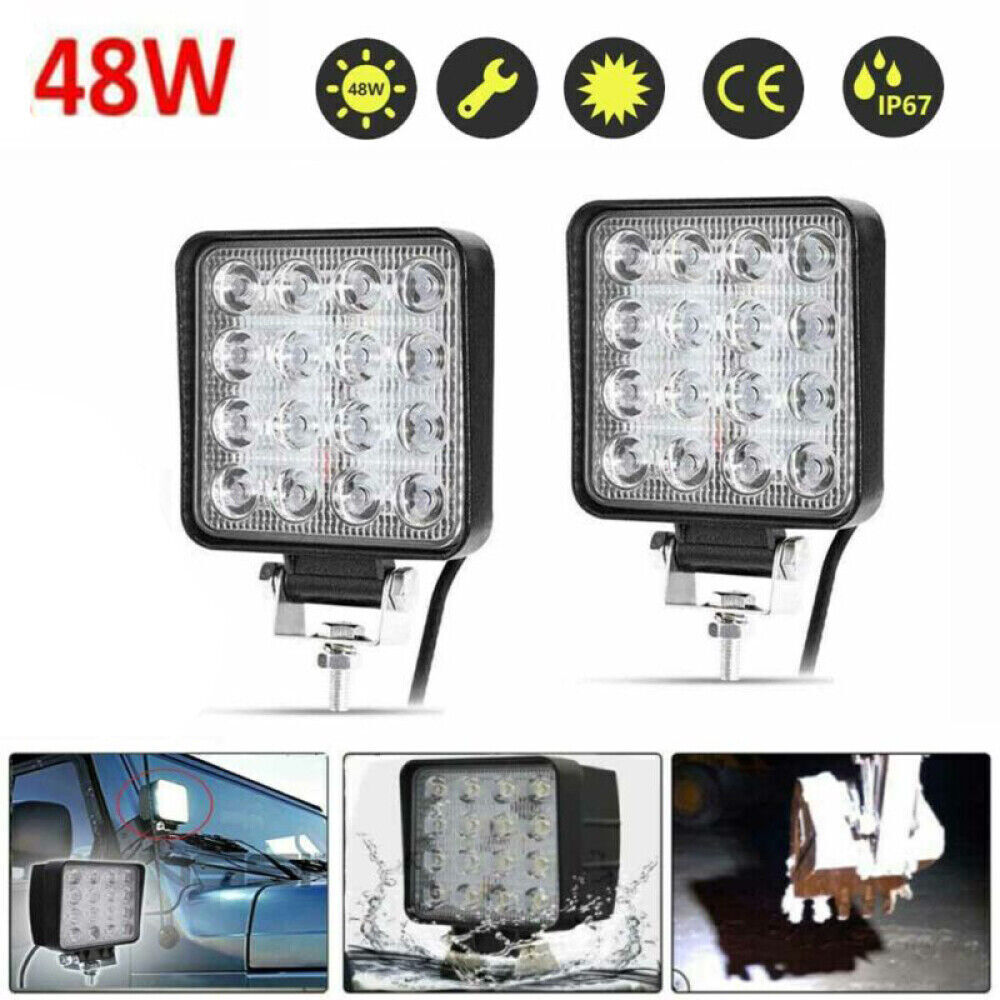 4INCH LED Work Light Flood SPOT Lights For Truck Off Road Tractor ATV Square 48W
