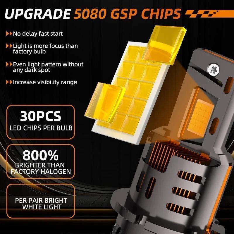 D2S D2R D2C LED Combo Headlight Kit Bulb 6000K Cool White High Low Beam Replace