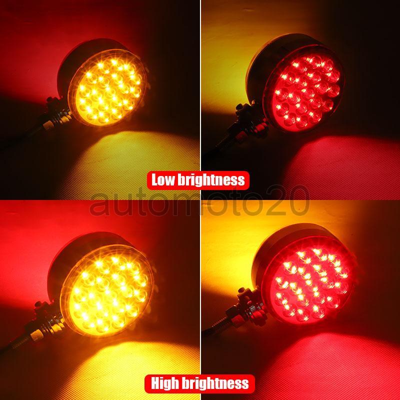2X Amber/Red 3″ Double Face LED Pedestal Fender Brake Turn Signal Lights Truck