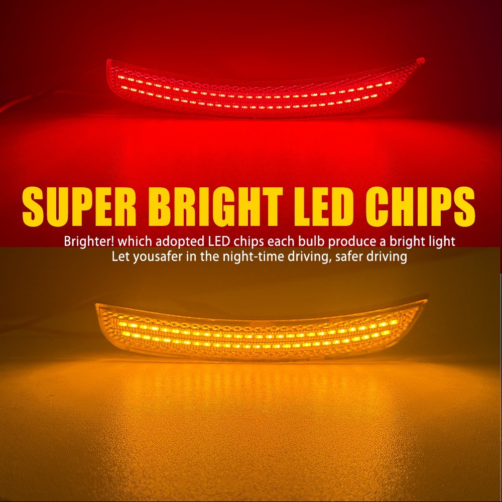 For 2012-19 Fiat 500 LED Front Rear Side Marker Light Assembly Amber & Red Lens